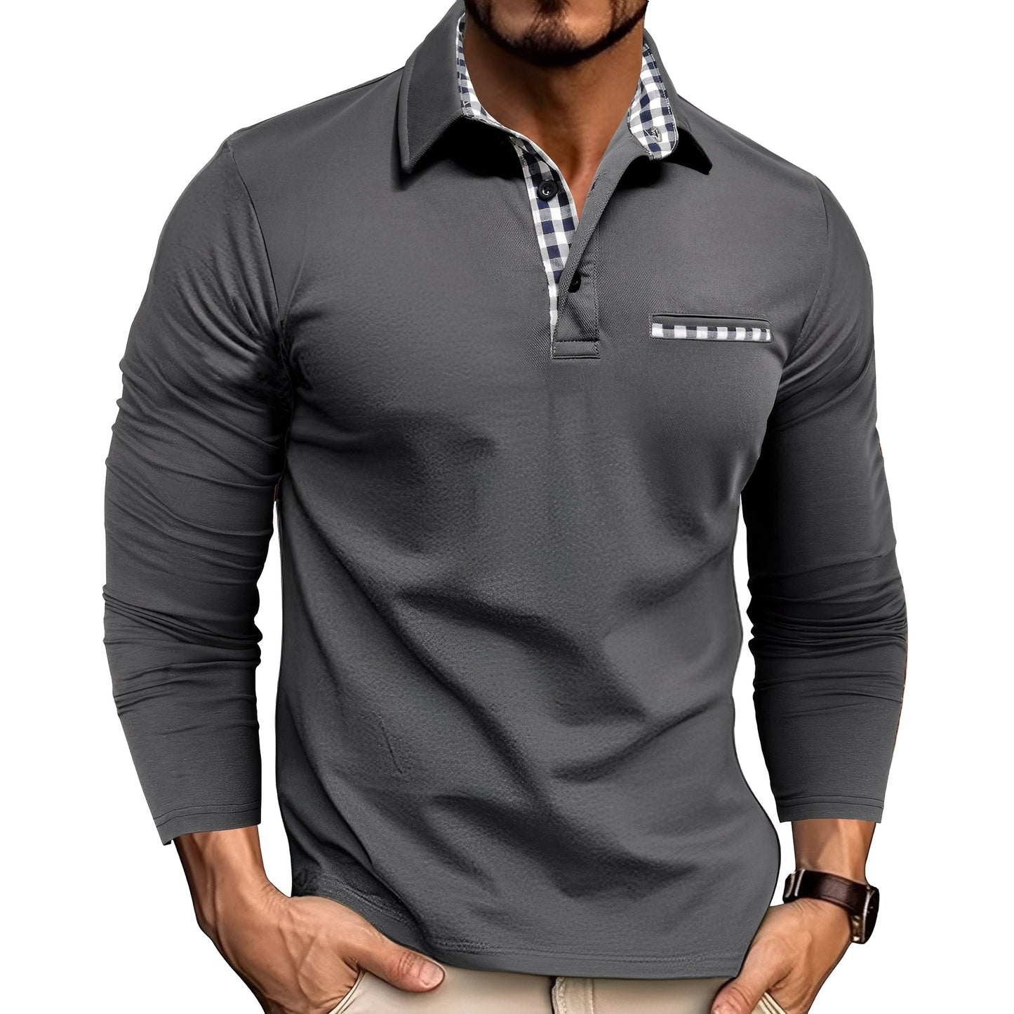 Jamison | Men's Long Sleeve Button-Down Polo Shirt